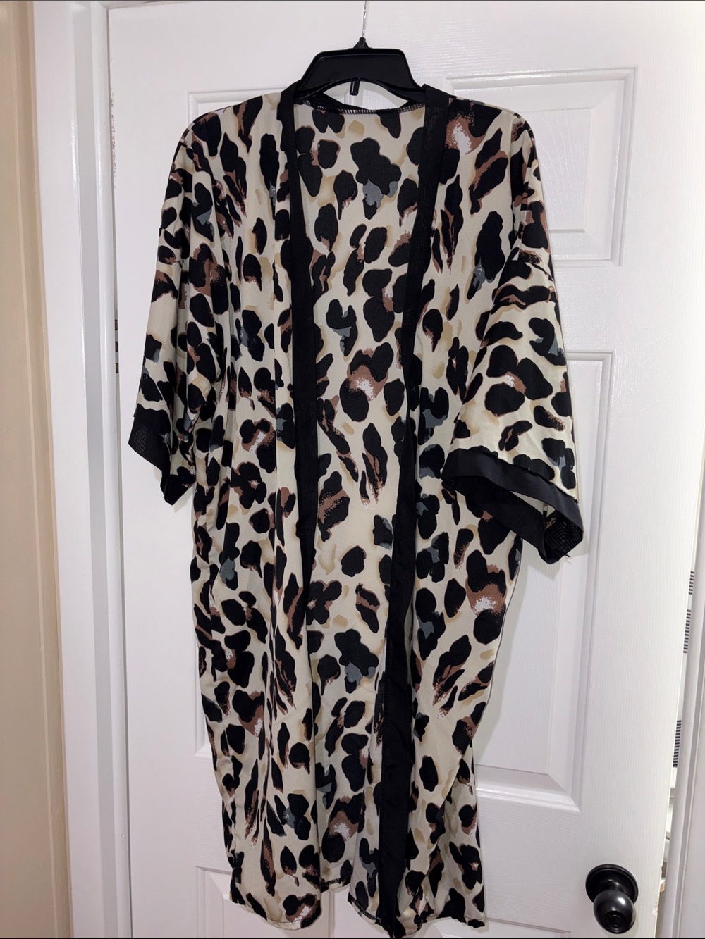 Leopard Print Open Front Kimono / Duster